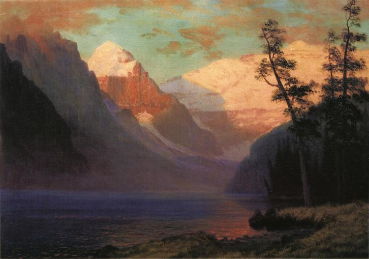 Albert Bierstadt Oil Painting Evening Glow, Lake Louise